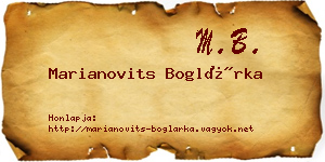 Marianovits Boglárka névjegykártya
